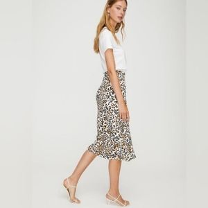 Aritzia Babaton Leopard Print Slip Skirt